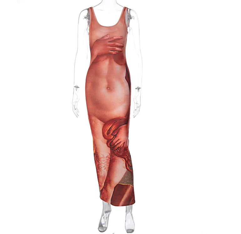 Aphrodite Print Maxi Dress