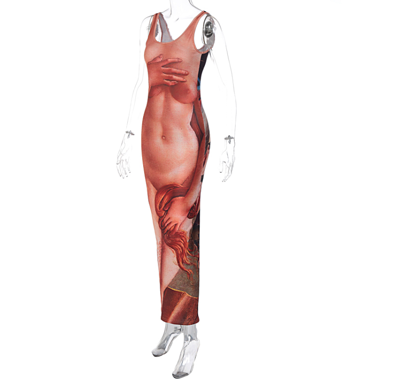 Aphrodite Print Maxi Dress