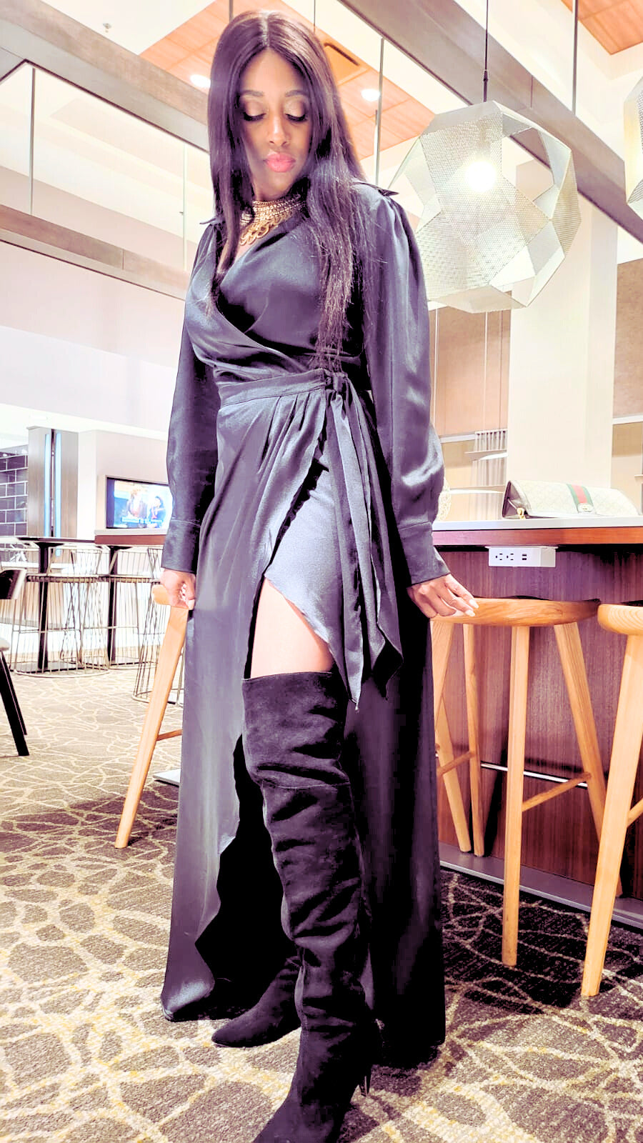 High Standards Satin Wrap Dress