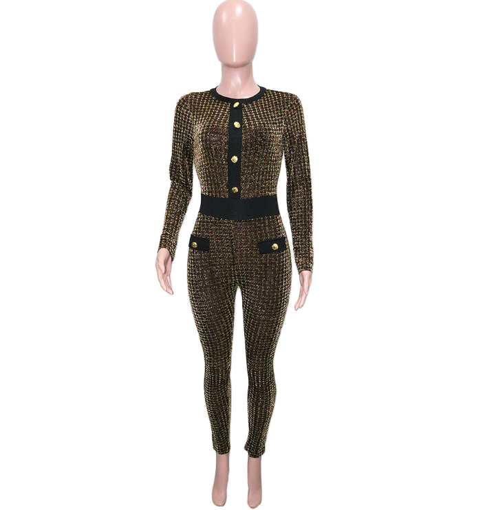 Sparkle Houndstooth Jumpsuit