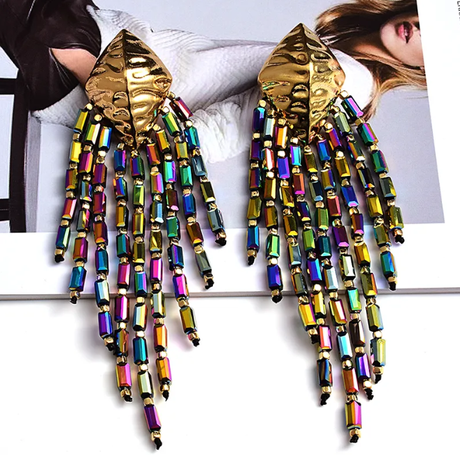 Mardi Gras Beaded Earrings