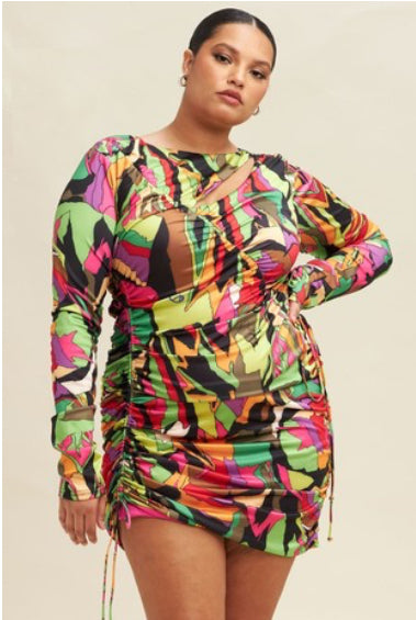 Abstract Aura Ruched Mini Dress