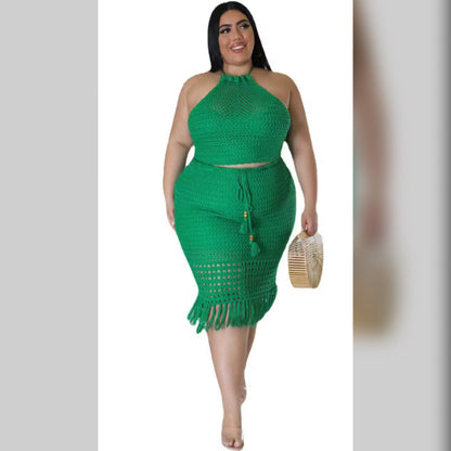Green Goddess Crochet Skirt Set 🌿