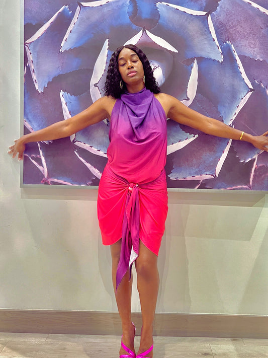 Gemstone Ombre Wrap Dress