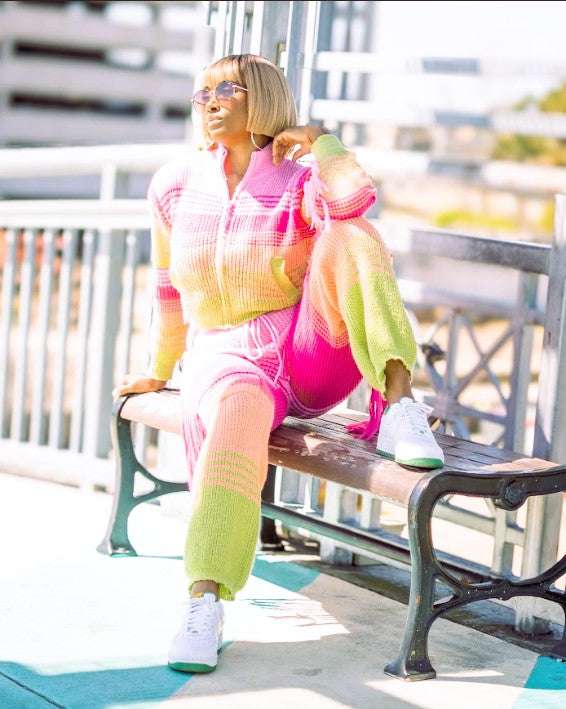 Kali Fringe Colorblock Knit 2-piece set