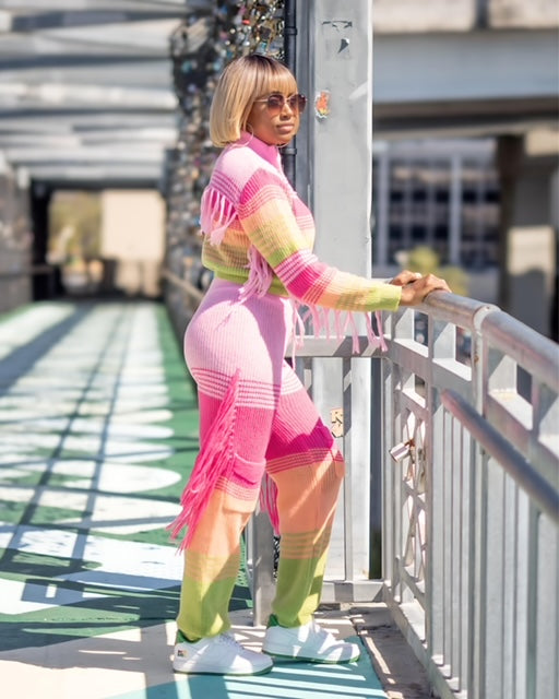 Kali Fringe Colorblock Knit 2-piece set