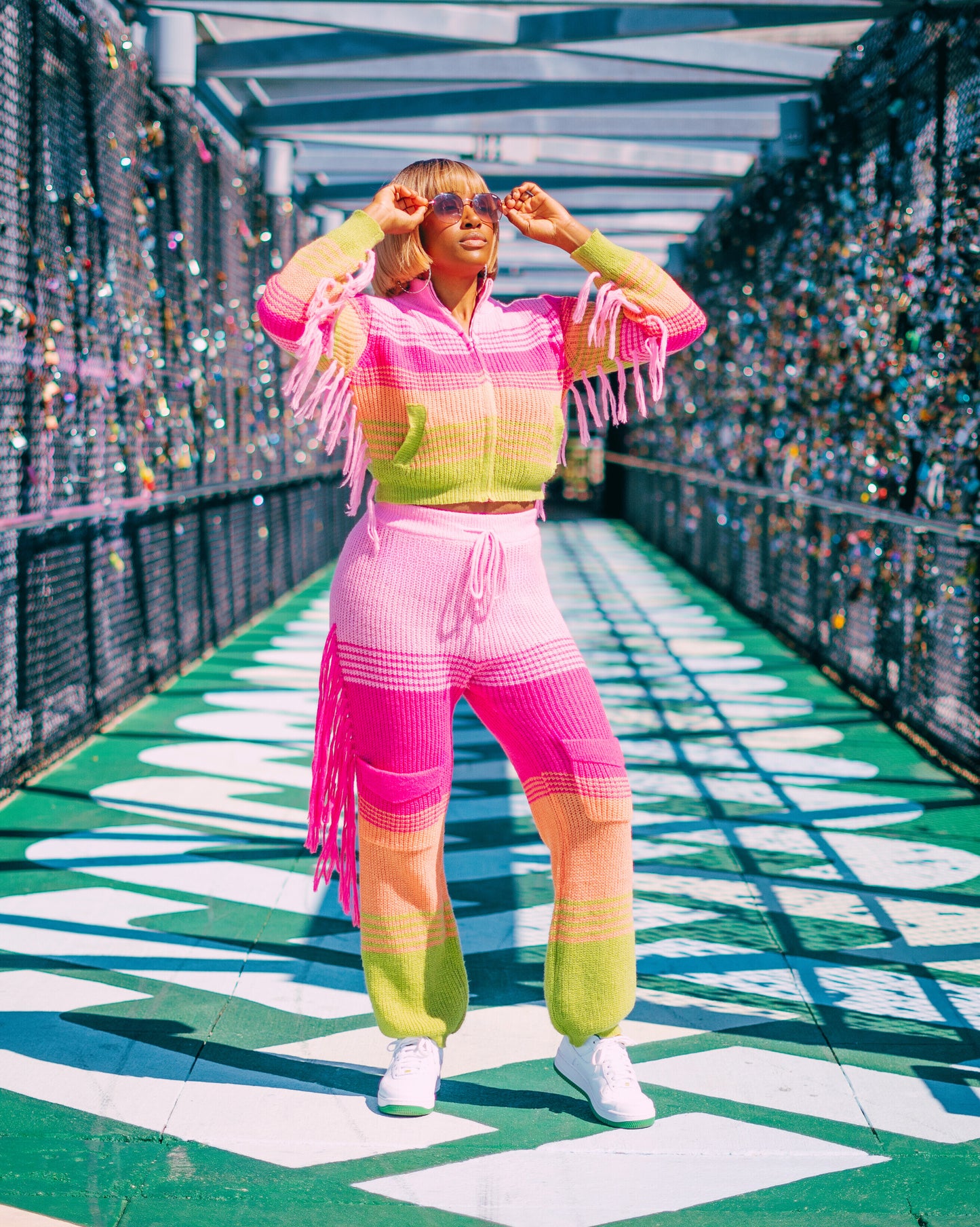 Kali Fringe Colorblock Knit 2-piece set