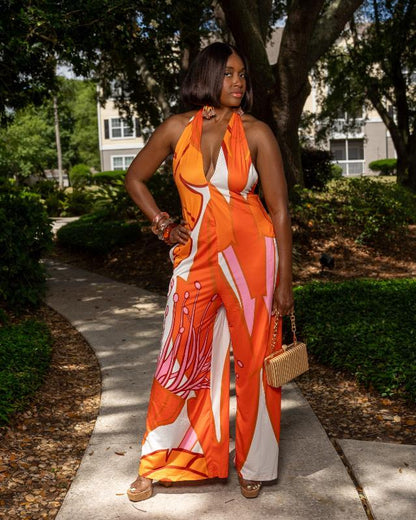 Hibiscus Print Jumpsuit