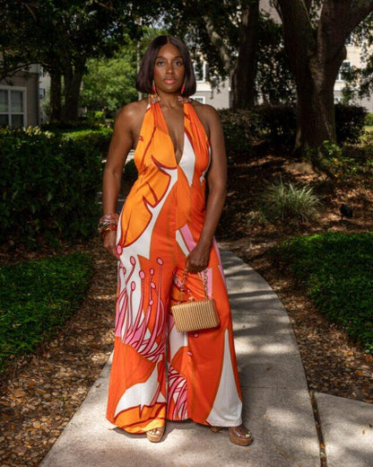 Hibiscus Print Jumpsuit