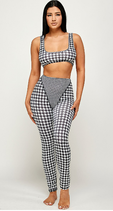 Houndstooth Crop Top and Tights set